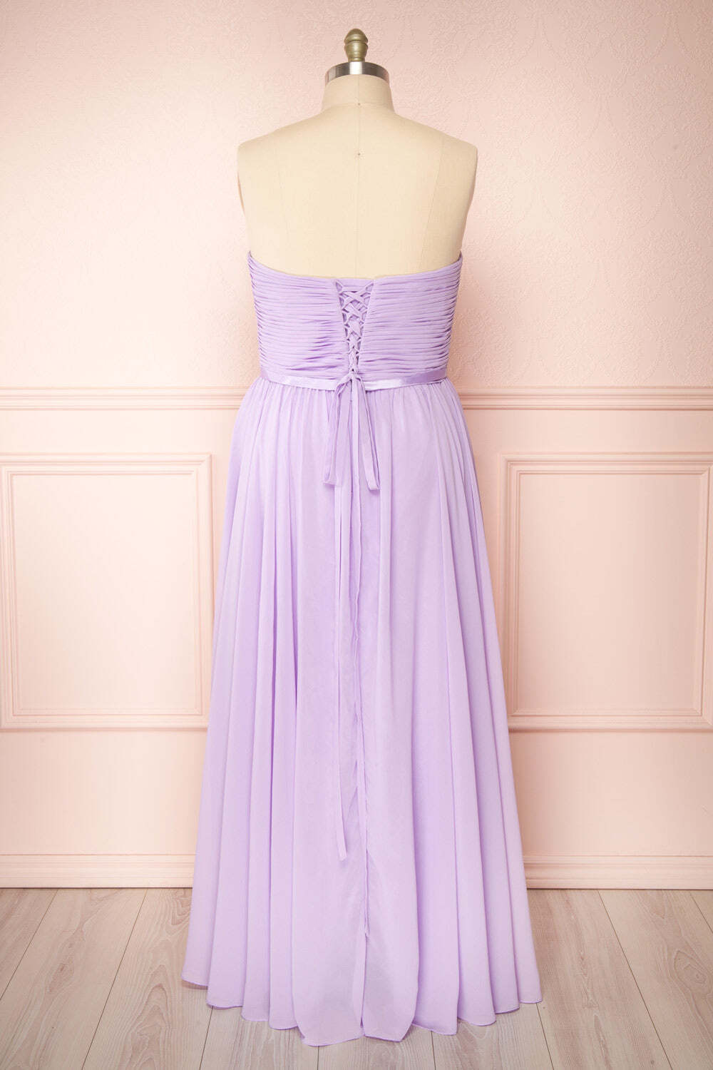 Lavender Chiffon Sweetheart A-line Long Bridesmaid Dress