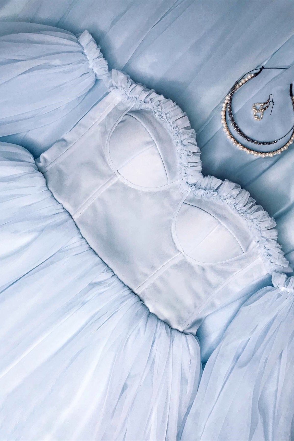 Light Blue Off the Shoulder Long Sleeves Formal Dress