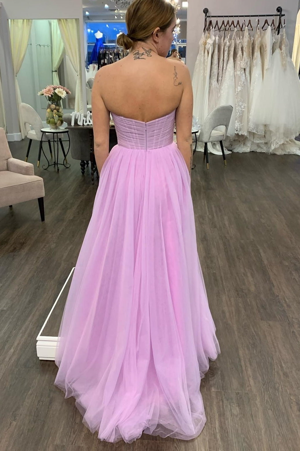 Lilac Strapless A-line Long Formal Dress