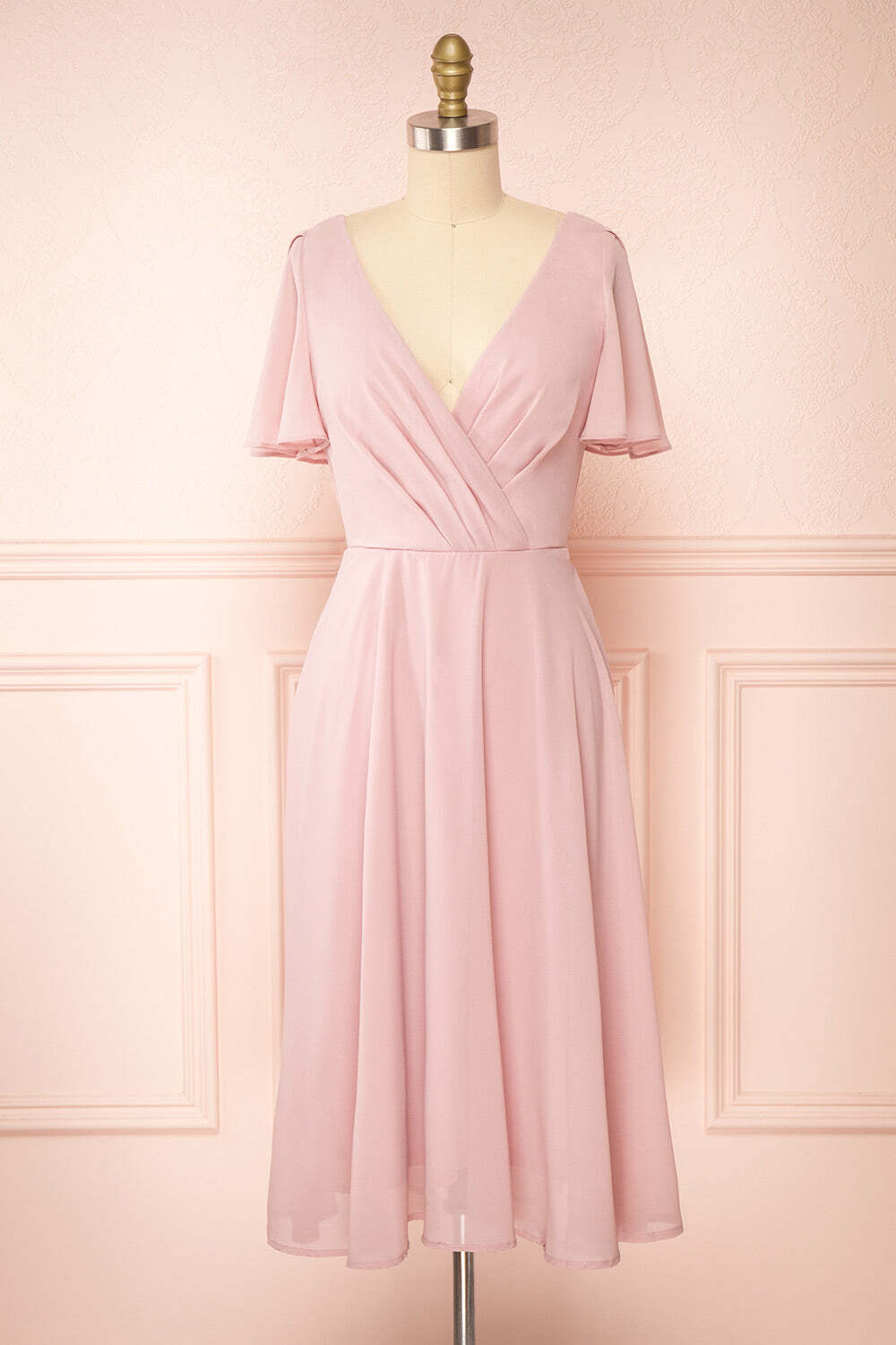 Navy Blue Chiffon A-line Short Bridesmaid Dress with Flutter Sleeves Dressesforparty Navy Blue Chiffon A-line Short Bridesmaid Dress with Flutter Sleeves Dressesforparty