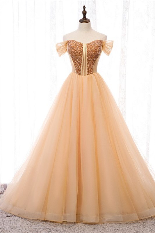 Off the Shoulder Blue Cinderella Gown