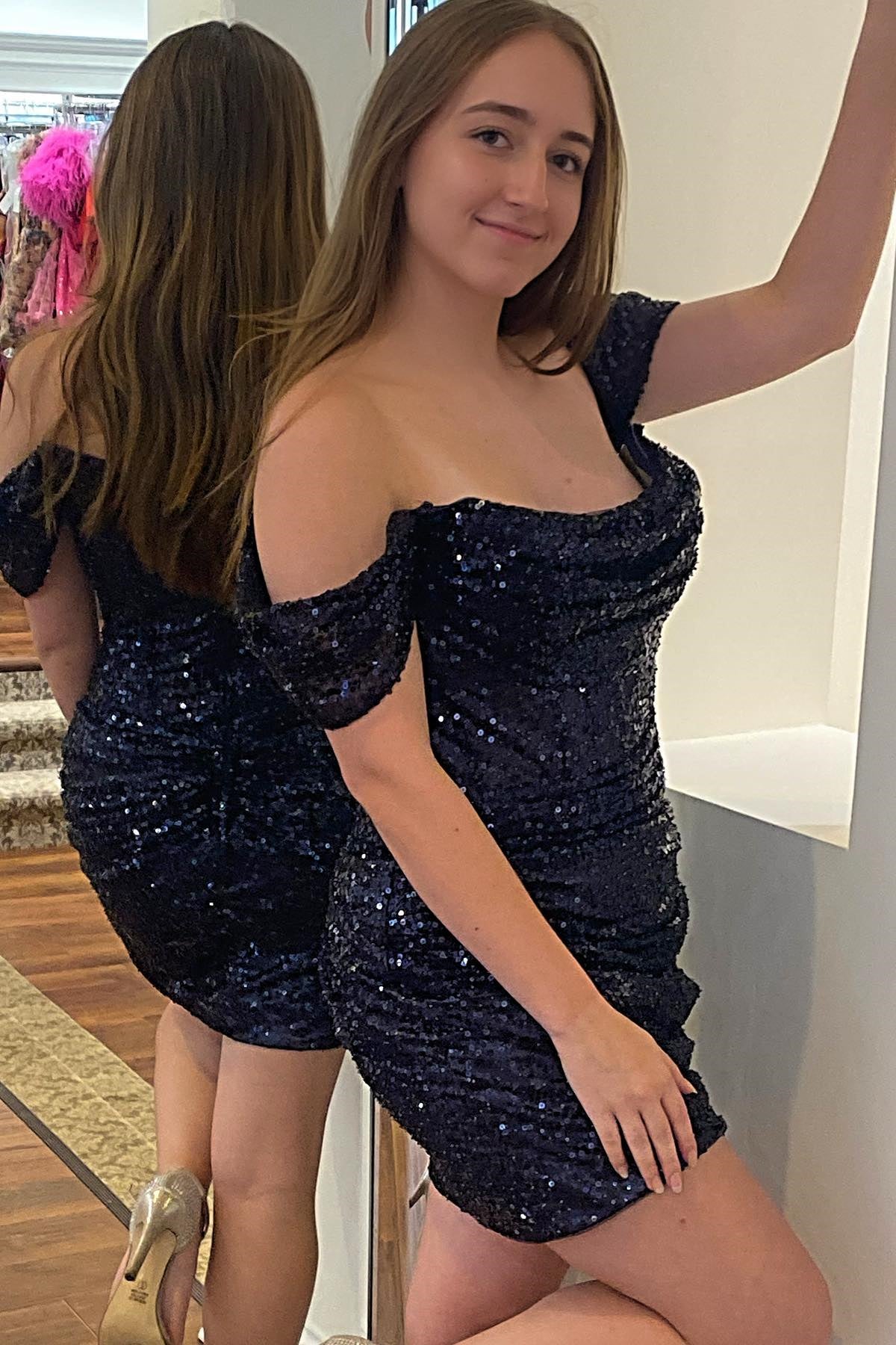 Off the Shoulder Cowl Neck Black Mini Dress  Dressesforparty