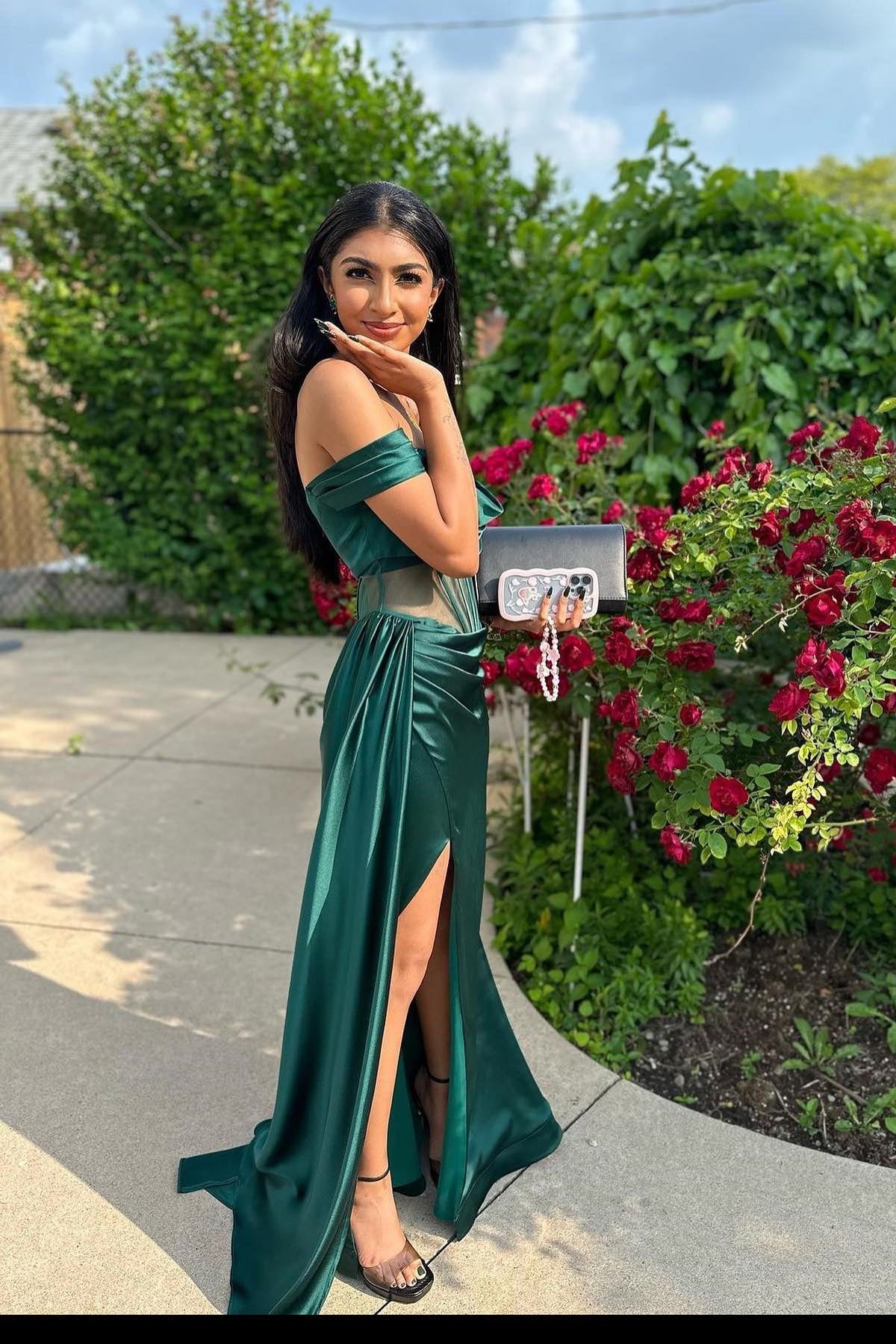 Off the Shoulder Sark Green Satin Mermaid Formal Dress Dressesforparty Off the Shoulder Sark Green Satin Mermaid Formal Dress Dressesforparty