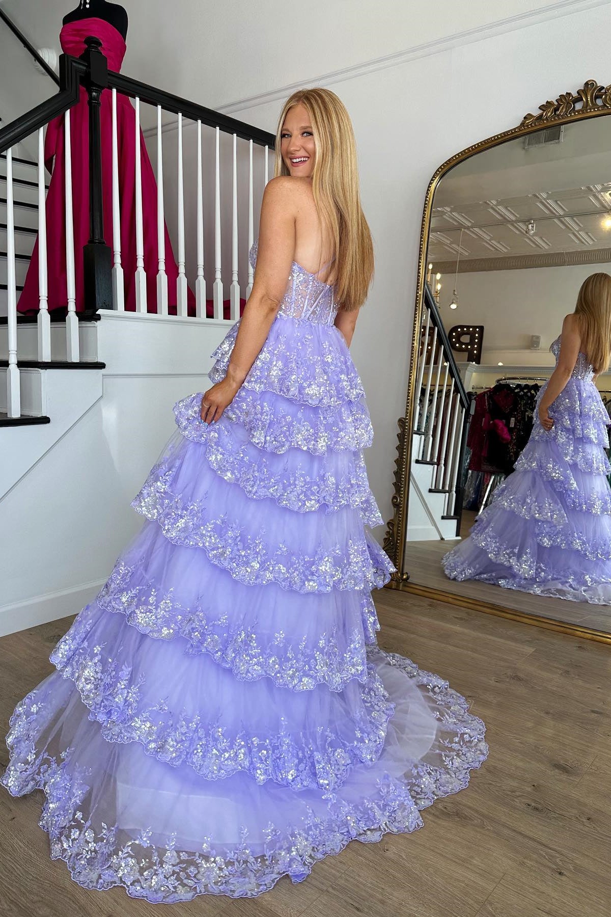 One Shoulder Blush Pink Tiered Ruffle Long Formal Dress – Dressesforparty