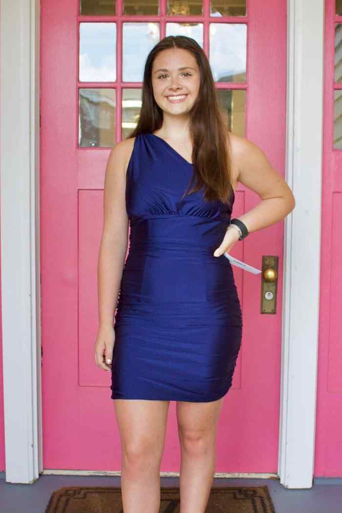 One Shoulder Hot Pink Tight Mini Homecoming Dress 
