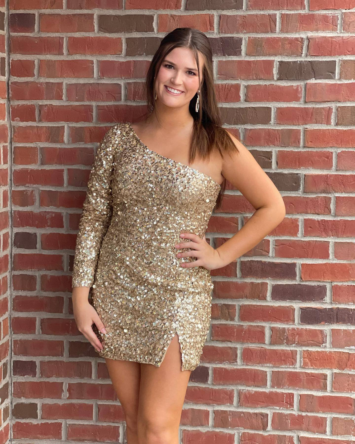 One Shoulder Long Sleeve Tiffany Blue Sequin Bodycon Mini Dress