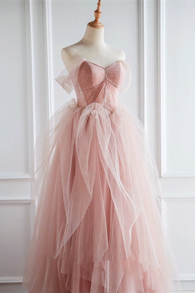 Peach Ball Gown with Off the Shoulder Top