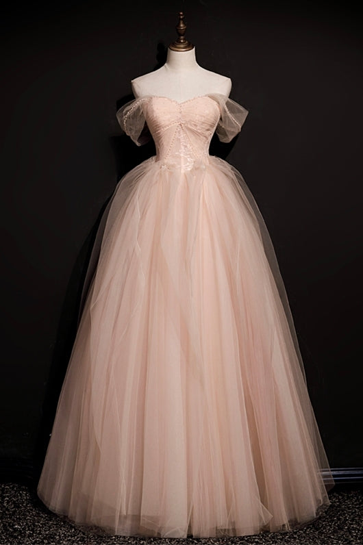 Peach Ball Gown with Off the Shoulder Top