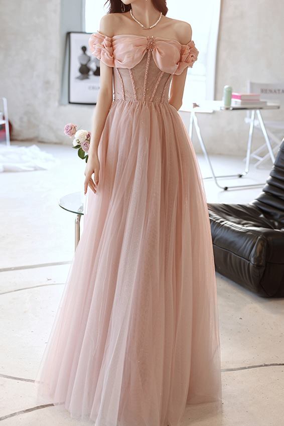 Pink Princess Dress with Off the Shoulder 