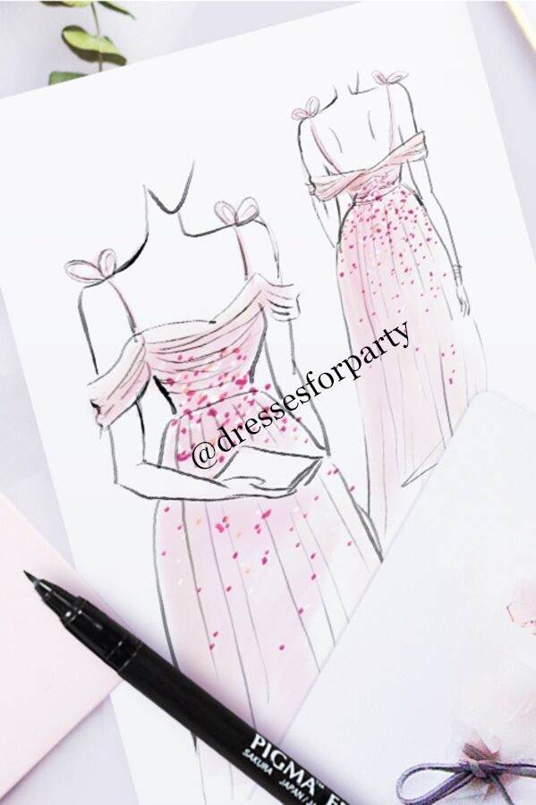 Princess Pink A-line Long Formal Dress with Sparkles 