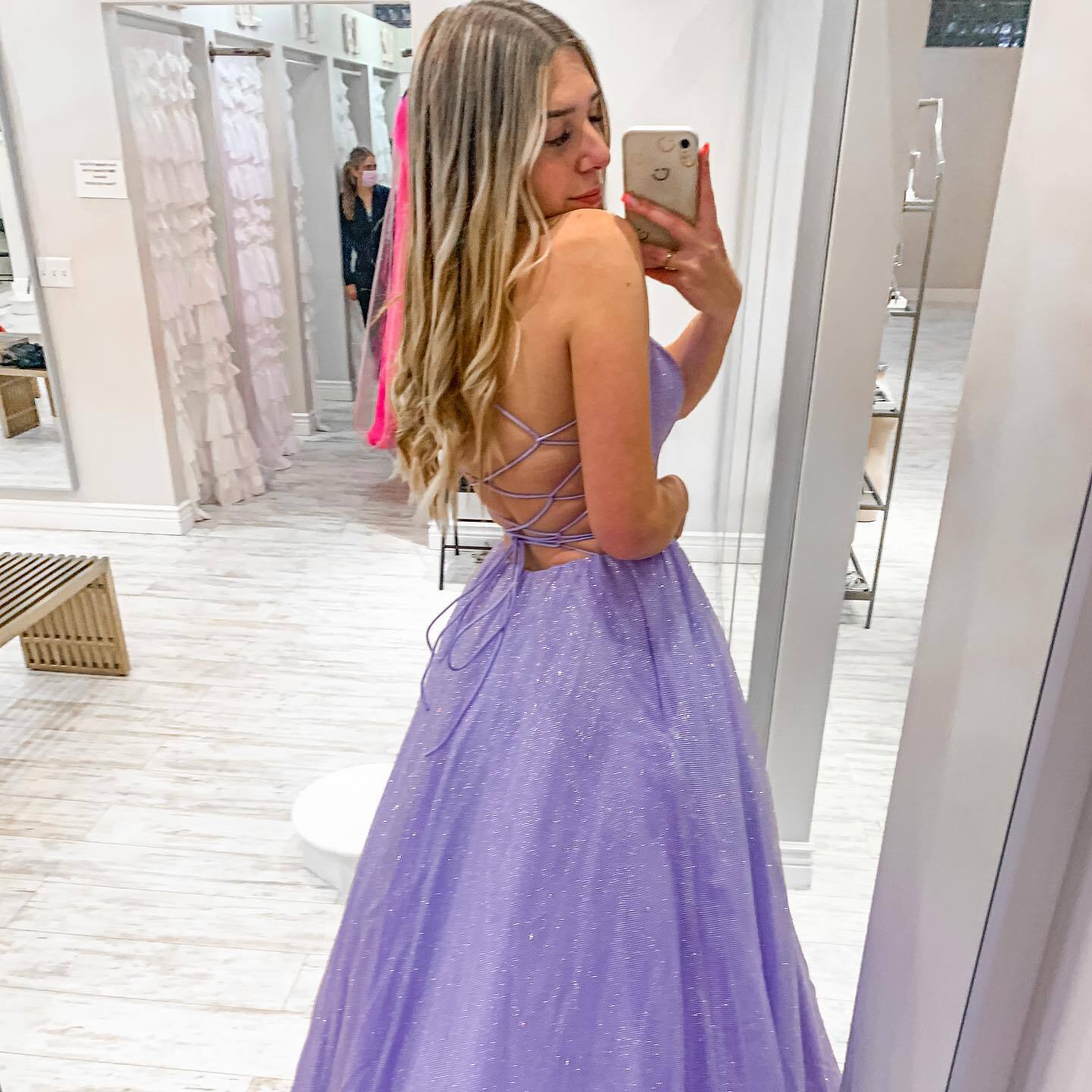 Princess Pink A-line Spaghetti Straps Long Prom Dress