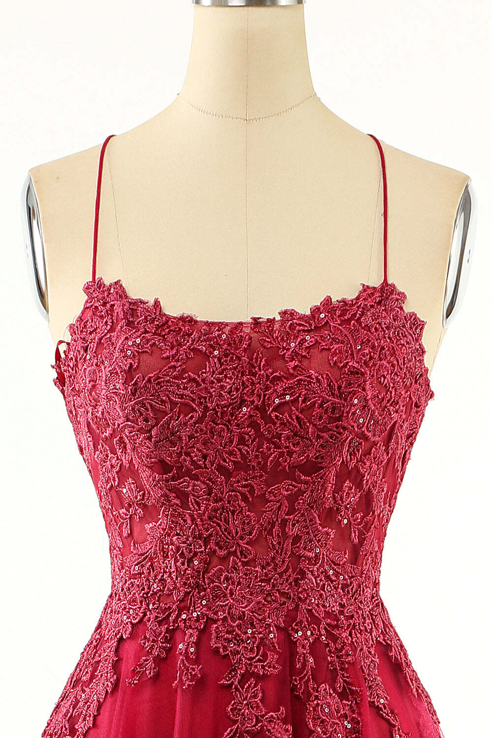Princess Wine Red A-line Appliques Long Prom Dress