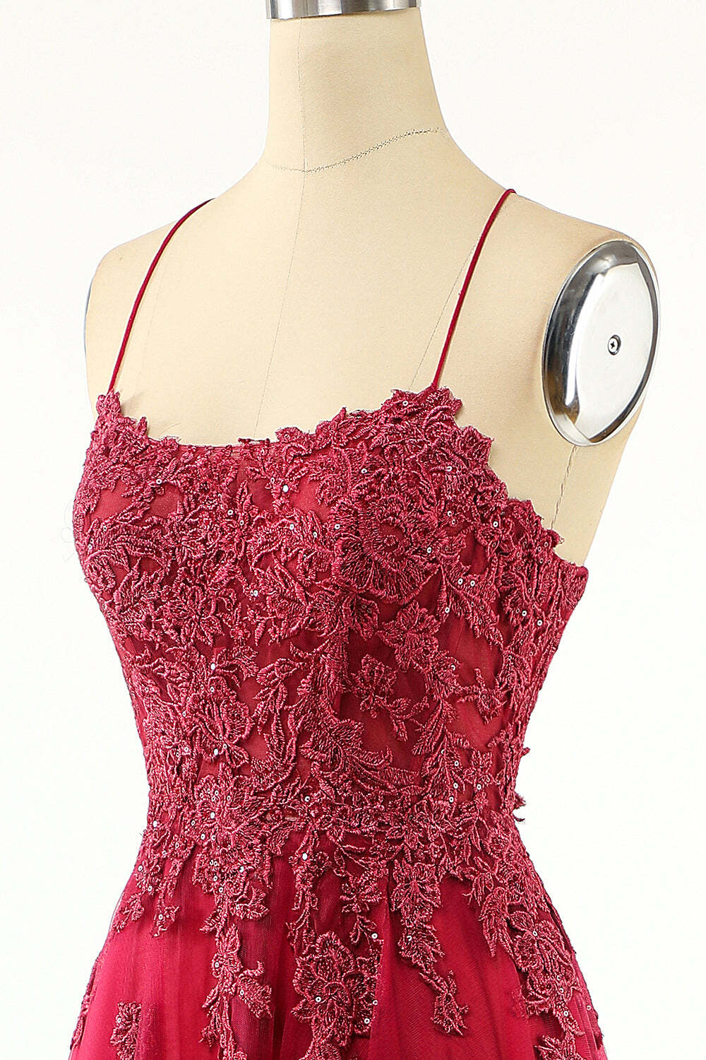 Princess Wine Red A-line Appliques Long Prom Dress