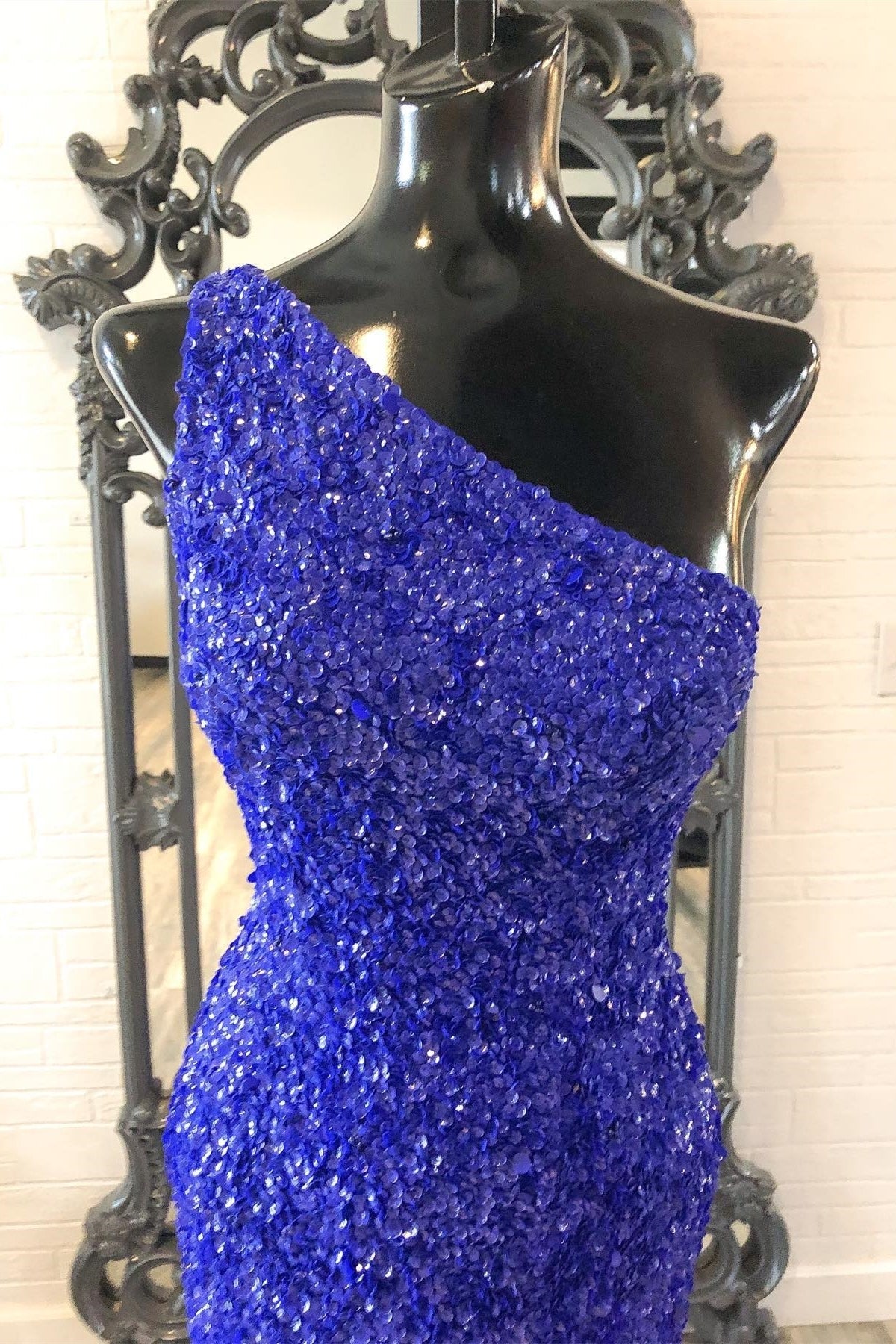 Royal Blue Sequin One Shoulder Mermaid Long Formal Dress