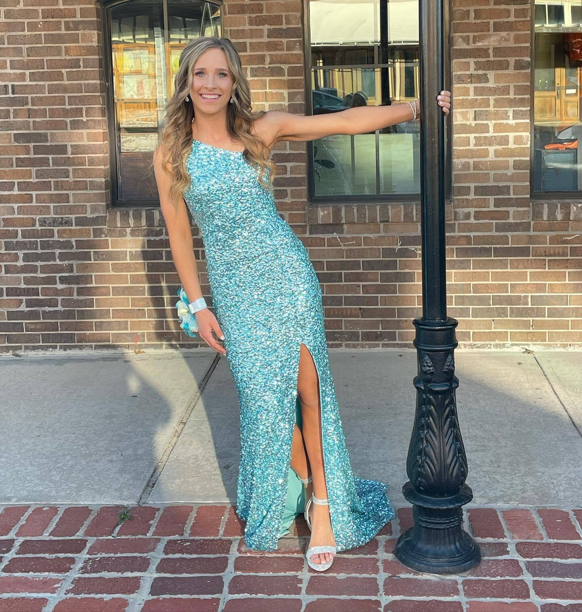Royal Blue Sequin One Shoulder Mermaid Long Formal Dress