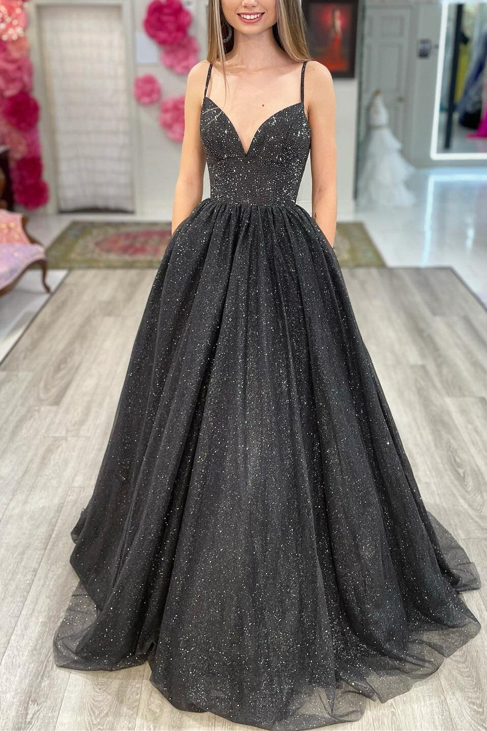 Shiny Red A-line Empire Long Prom Gown