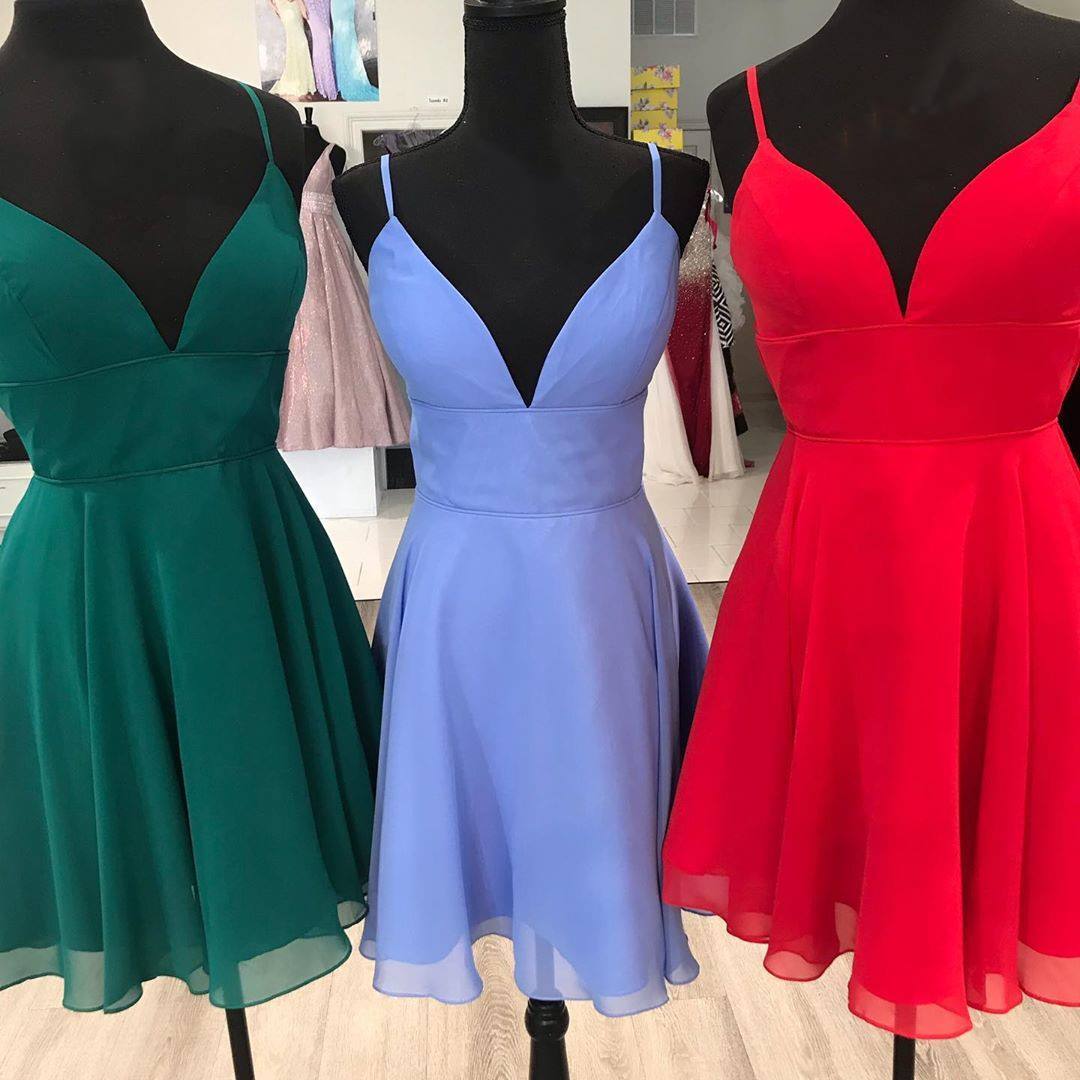 Simple A-line Red Chiffon Short Homecoming Dress 