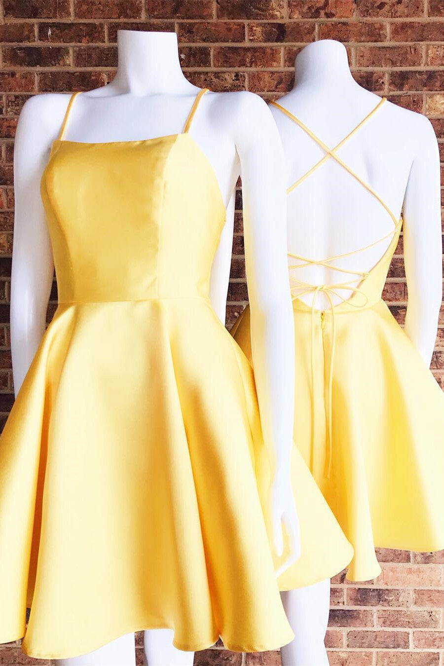 Simple A-line Yellow Short Homecoming Dress 