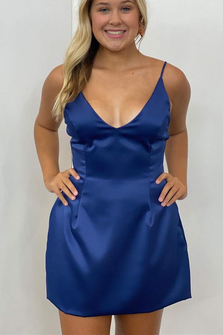 Simple Navy Blue Sheath Party Dress