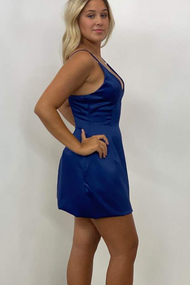 Simple Navy Blue Sheath Party Dress