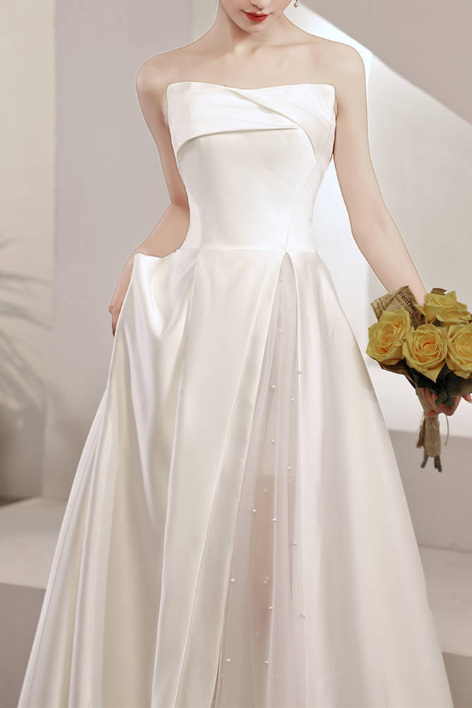 Strapless A-line Purple Long Party Dress