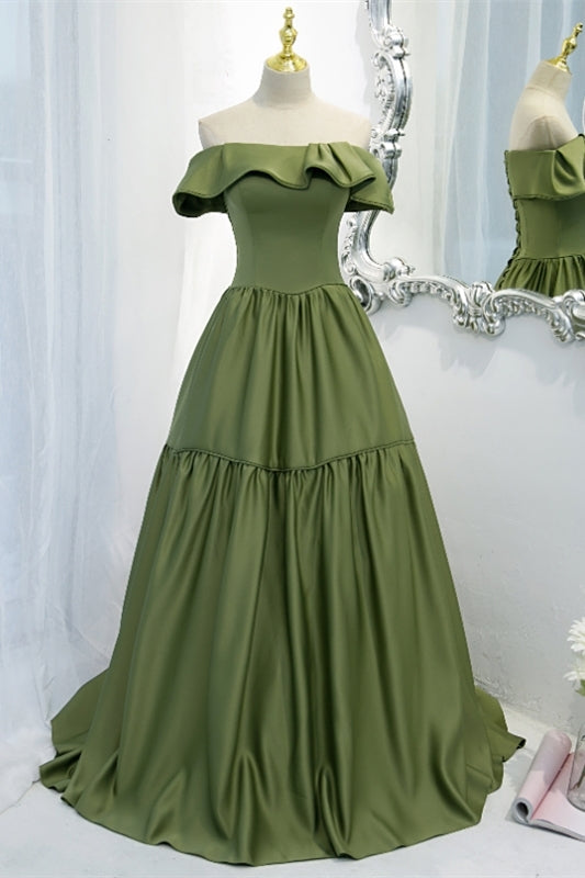 Strapless Avocado Green A-line Long Formal Gown Dressesforparty Strapless Avocado Green A-line Long Formal Gown Dressesforparty