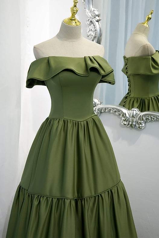 Strapless Avocado Green A-line Long Formal Gown 