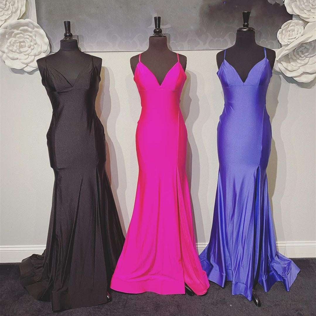 Straps Hot Pink Mermaid Simple Long Prom Dress