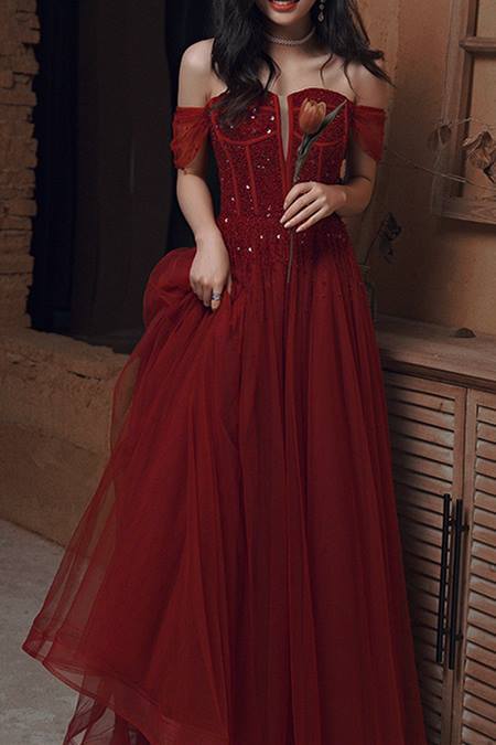 Stunning Red Tulle Long Party Dress