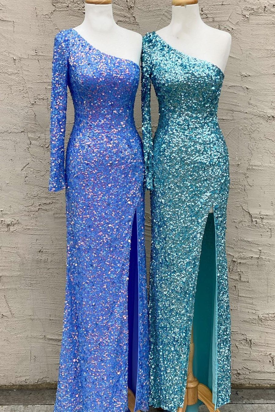 Stunning Light Purple Sequins Mermaid One Sleeve Prom Gown – Dressesforparty