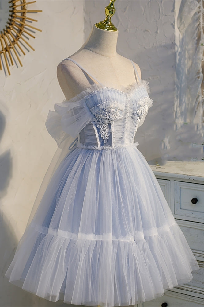Sweet Light Blue A-line Short Party Dress
