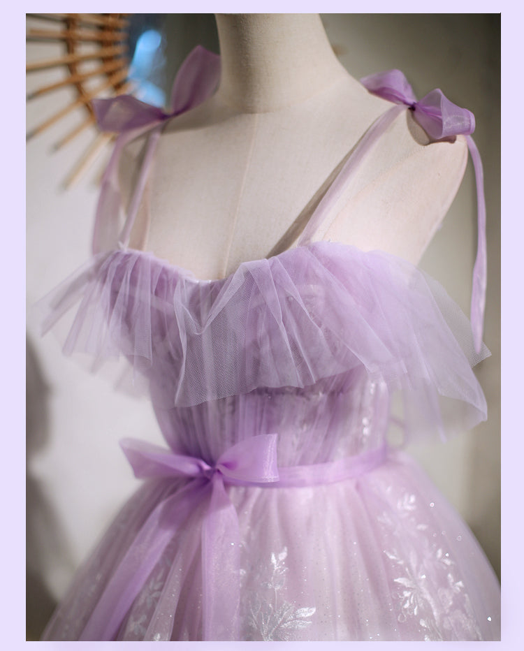 Sweet Purple A-line Short Party Dress with Ribbon