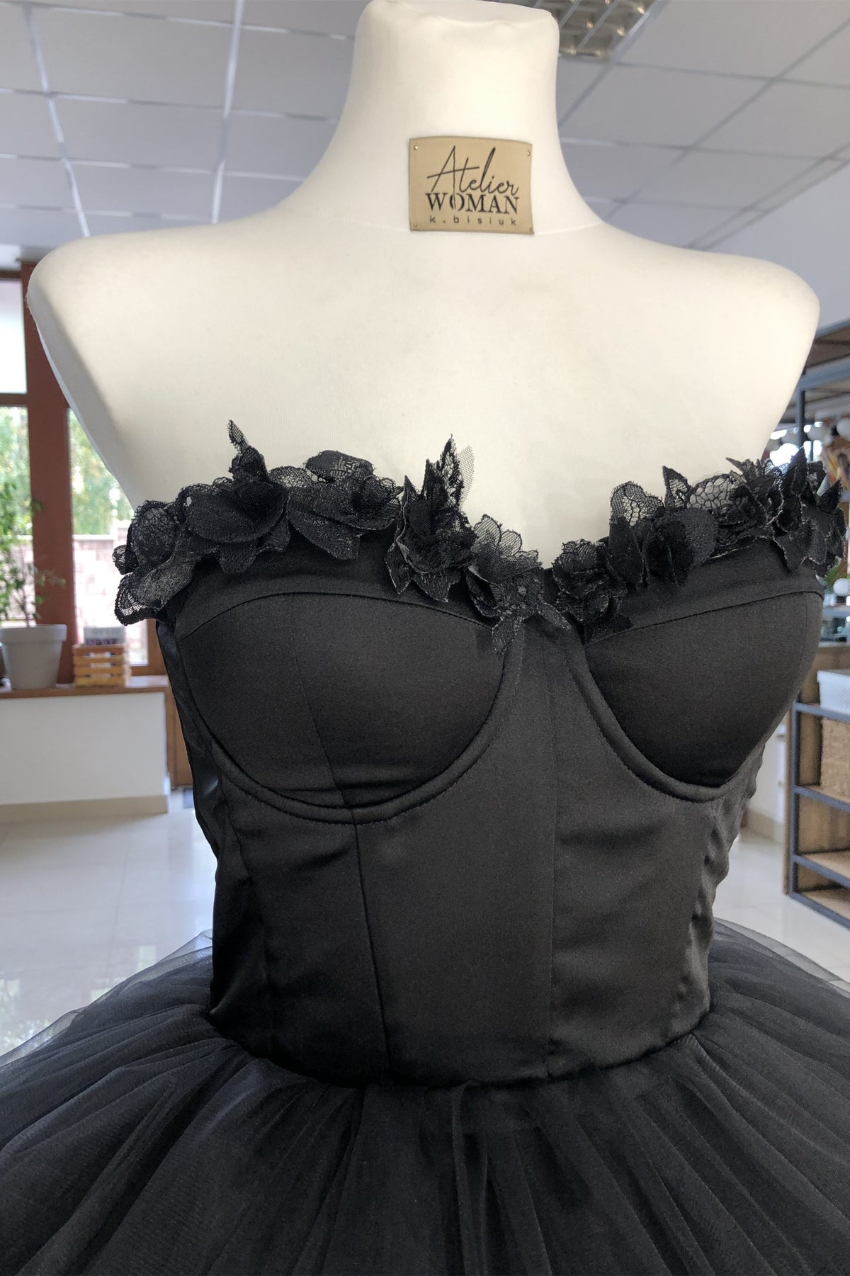 Sweetheart Black Corset Tulle Short Dress