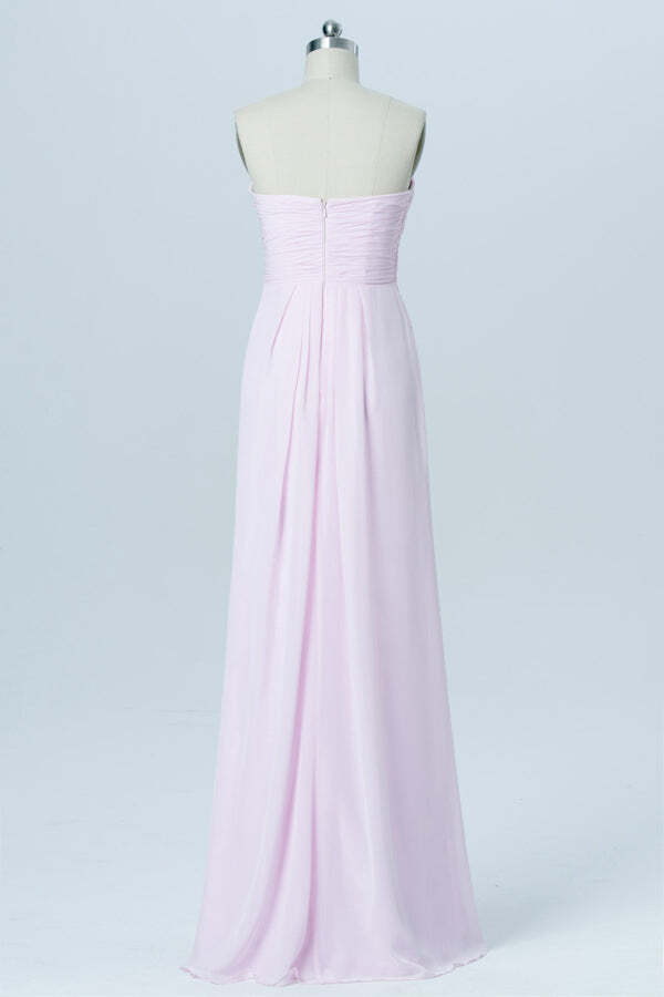 Sweetheart Pink Knotted Front Chiffon A-line Long Bridesmaid Dress