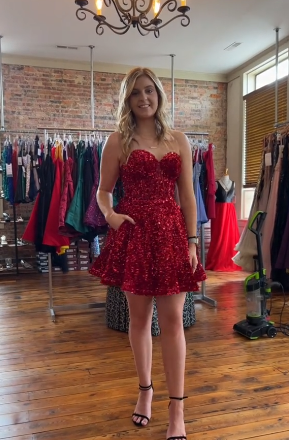 Sweetheart Purple Sequin A-line Short Homecoming Dress with Pockets Dressesforparty Sweetheart Purple Sequin A-line Short Homecoming Dress with Pockets Dressesforparty