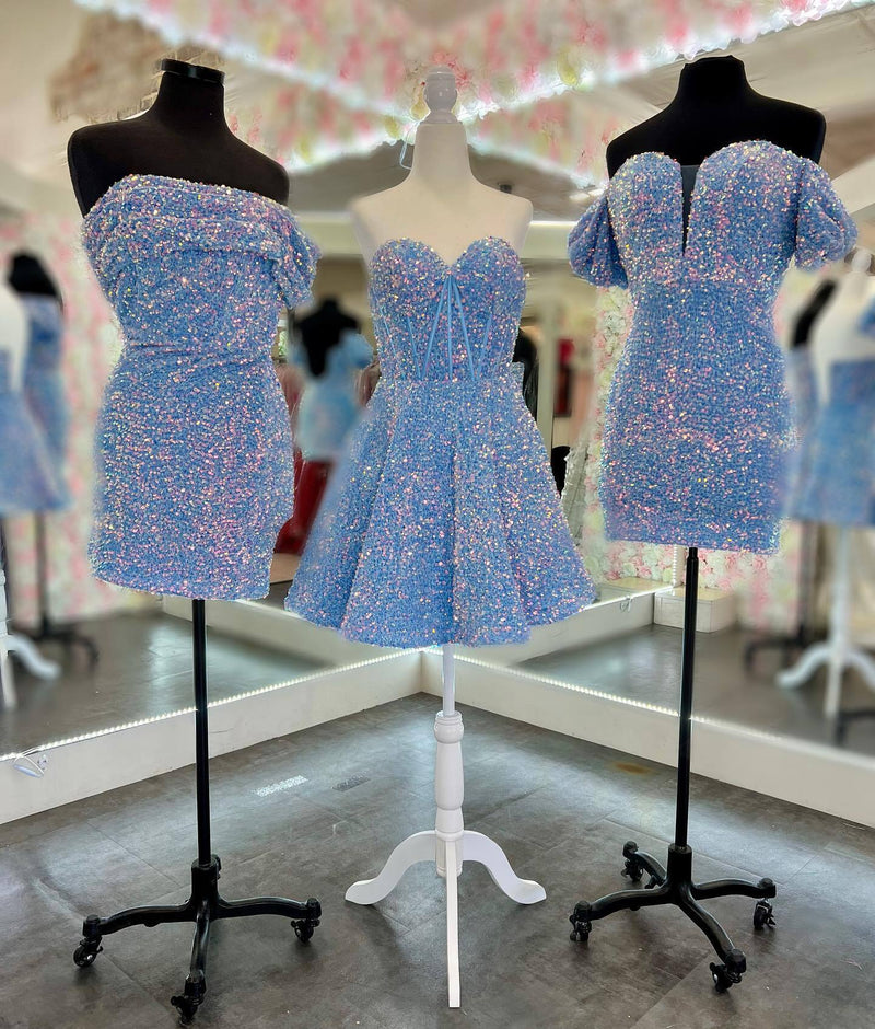 Sweetheart Royal Blue Sequin A-line Short Party Dress