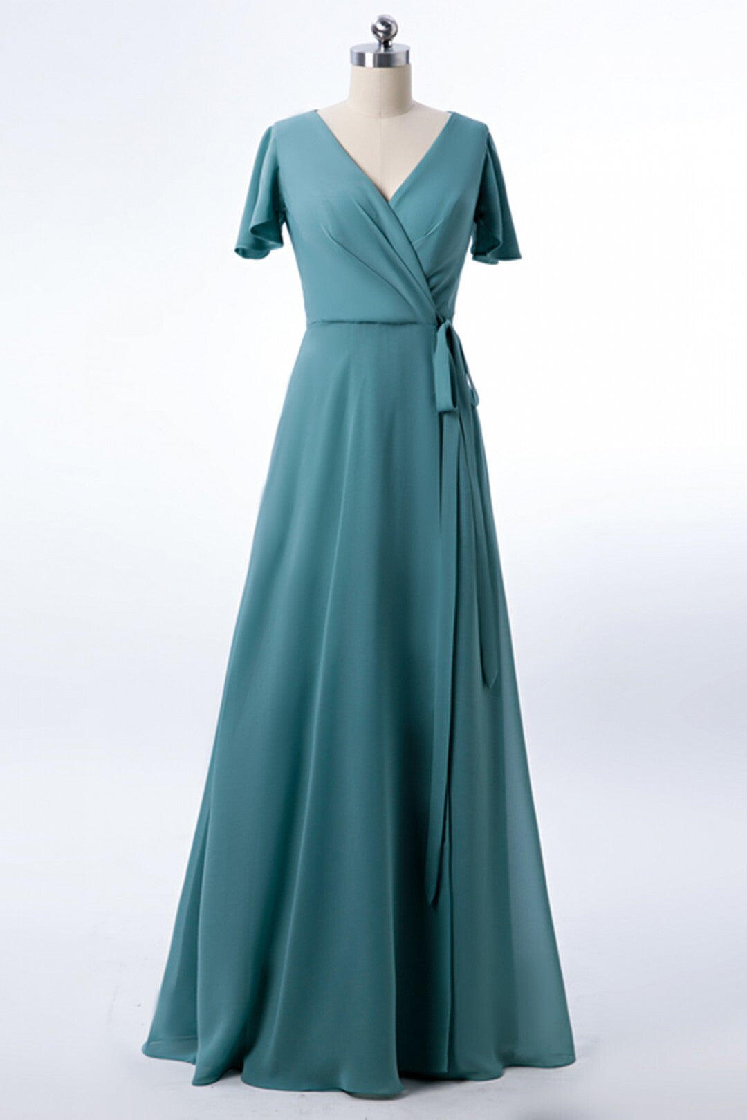 Teal Chiffon Long Wrap Bridesmaid Dress Dressesforparty Teal Chiffon Long Wrap Bridesmaid Dress Dressesforparty