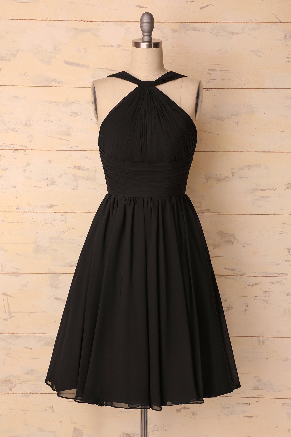 Vintage Style A-line Black Chiffon Dress
