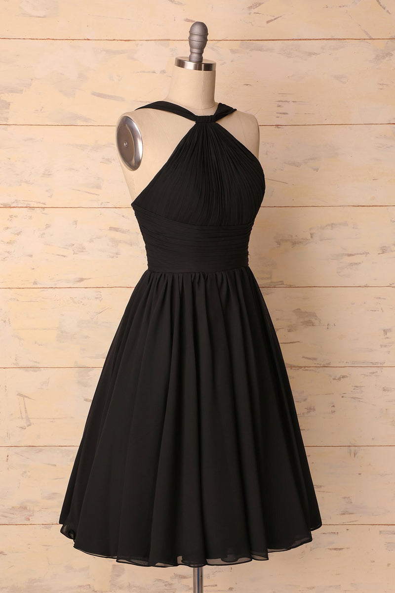Vintage Style A-line Black Chiffon Dress