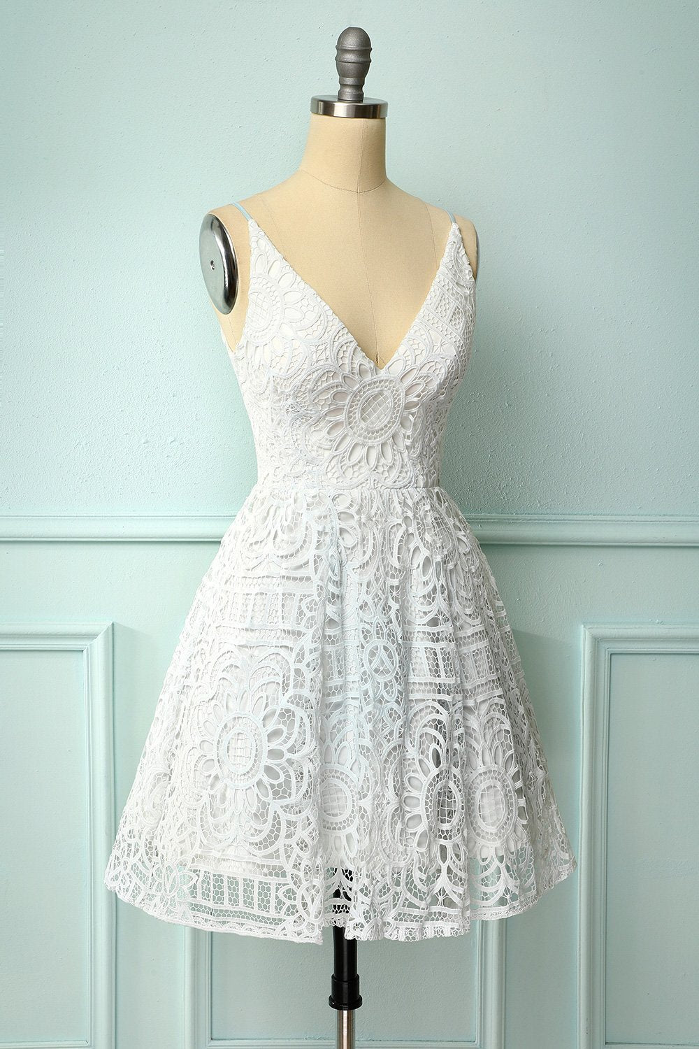 White Lace A-line Short Dress