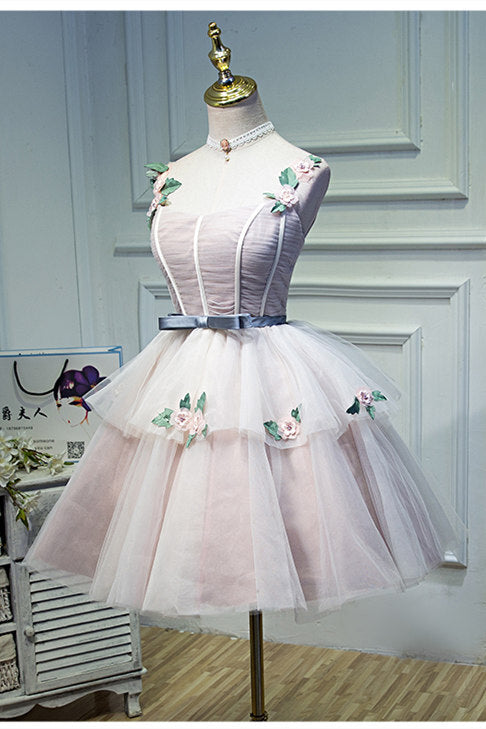 A-line Blush Pink Short Party Dress