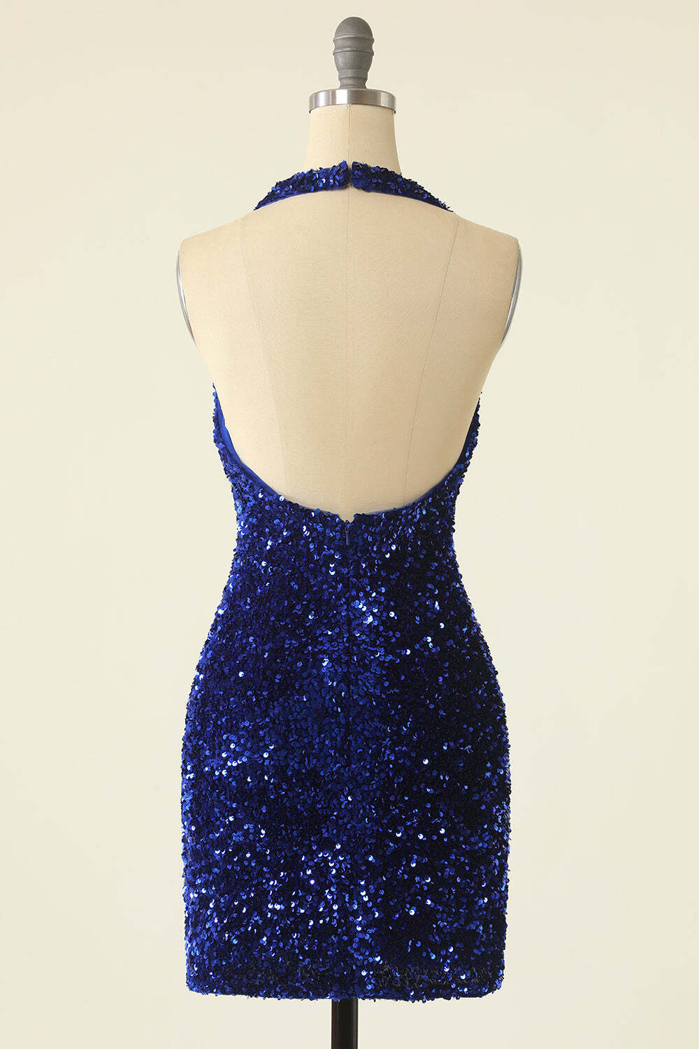 Halter Blue Sequin Bodycon Mini Homecoming Dress