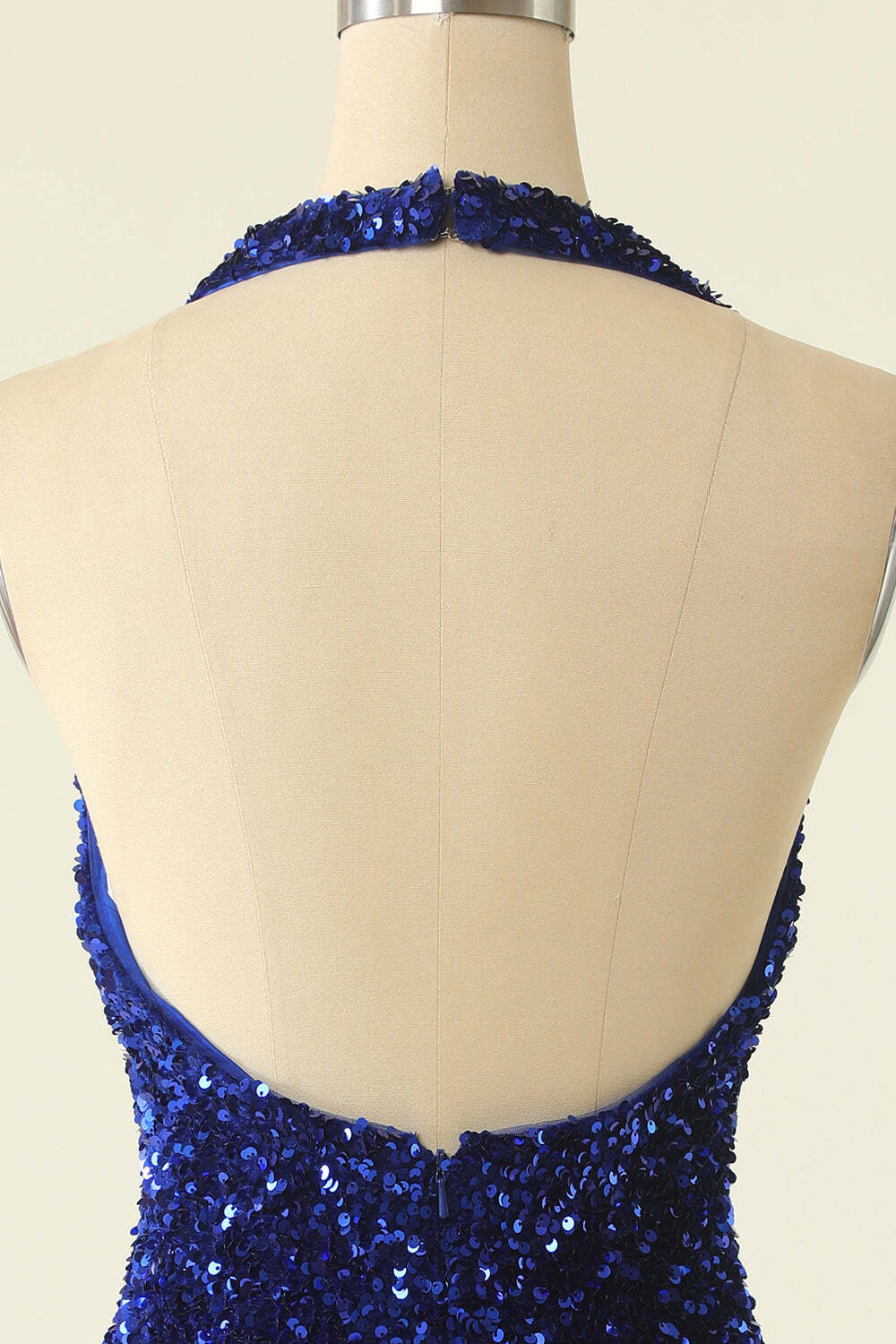 Halter Blue Sequin Bodycon Mini Homecoming Dress