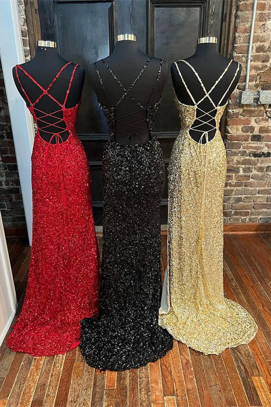Glitters Mermaid Sequin Side Slit Long Formal Dress