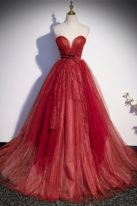 Sweetheart Wine Red A-line Formal Dress