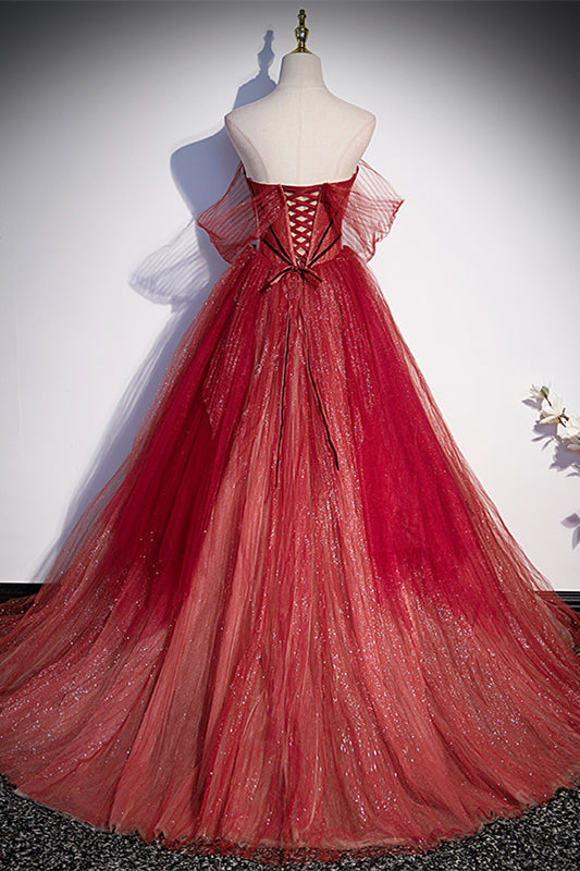Sweetheart Wine Red A-line Formal Dress