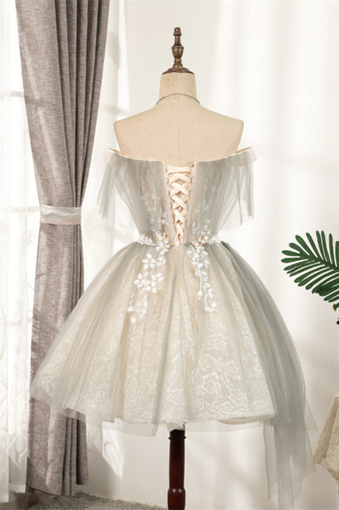 Off the Shoulder Short Grey Homecoming Dress