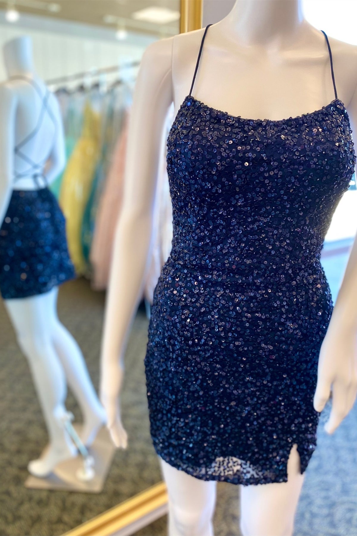 Fitted Navy Blue Sequin Fitted Homecoming Dress Dressesforparty Fitted Navy Blue Sequin Fitted Homecoming Dress Dressesforparty