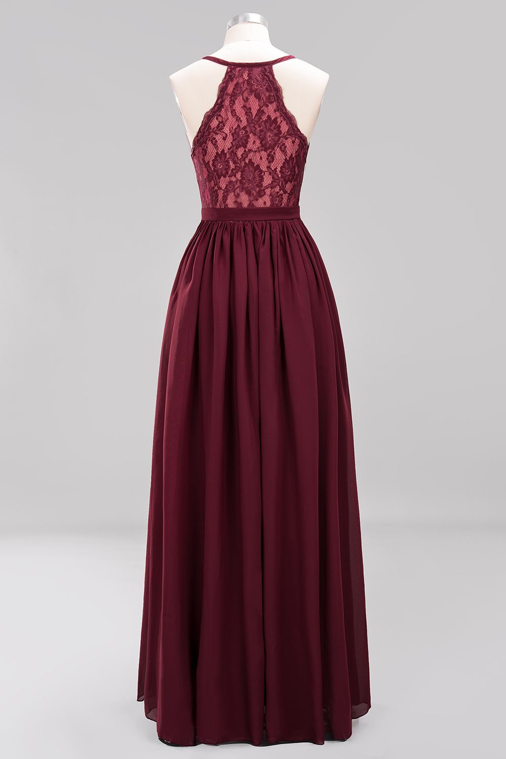 Elegant Wine Red Chiffon A-line Long Bridesmaid Dress