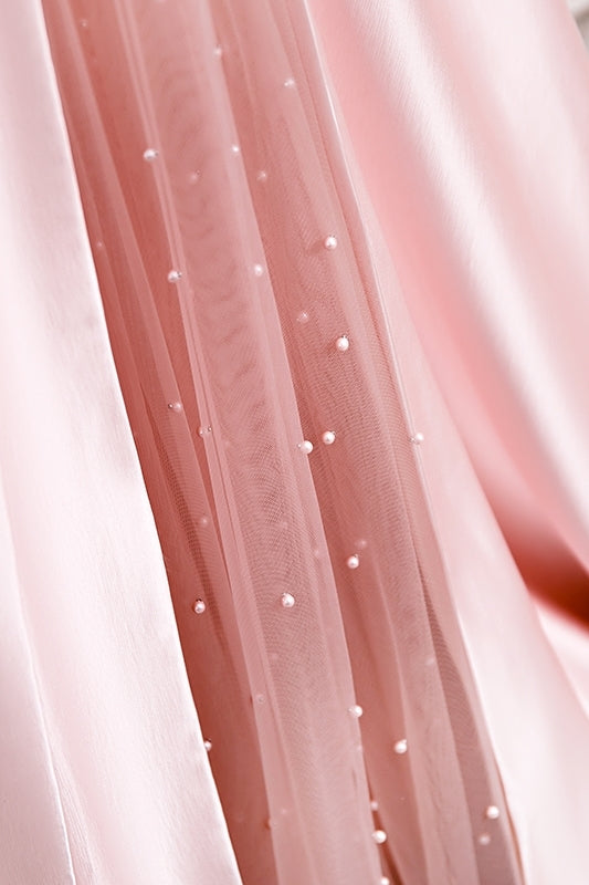 Strapless Pink A-line Satin Long Formal Dress